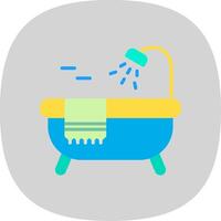 bañera plano curva icono diseño vector