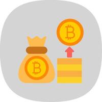 bitcoin plano curva icono diseño vector