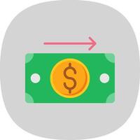 enviar dinero plano curva icono diseño vector