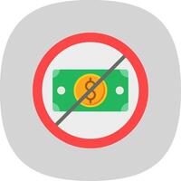 No dinero plano curva icono diseño vector