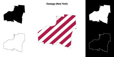 Oswego County, New York outline map set vector