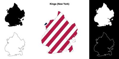 Kings County, New York outline map set vector