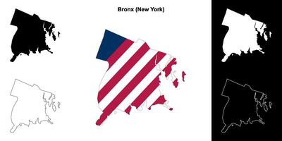 Bronx County, New York outline map set vector