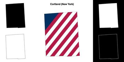 Cortland County, New York outline map set vector