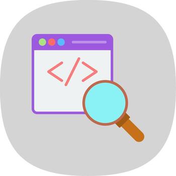 Code Review Flat Curve Icon Design vector