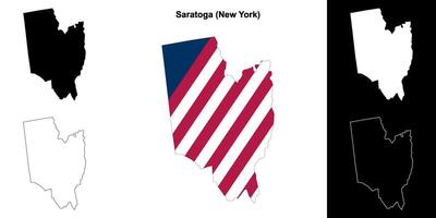 Saratoga County, New York outline map set vector