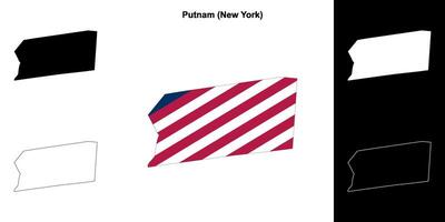 Putnam County, New York outline map set vector