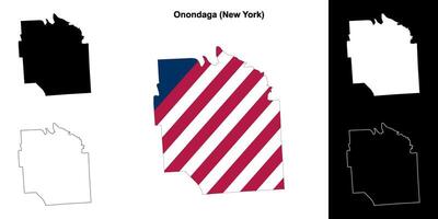 Onondaga County, New York outline map set vector