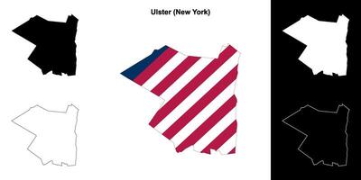 Ulster County, New York outline map set vector