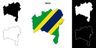 Bahia state outline map set vector