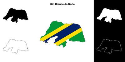 Rio Grande do Norte state outline map set vector