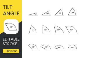 Angle line icon set with editable stroke vector