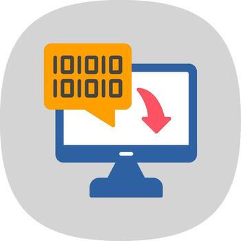 Binary Code Flat Curve Icon Design vector
