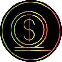 Dollar Coin Line Gradient Due Color Icon Design vector