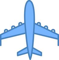 Plane Line Filled Blue Icon vector