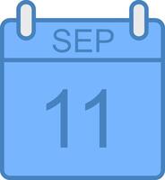 September Line Filled Blue Icon vector