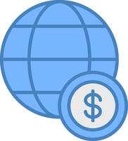 Global Economy Line Filled Blue Icon vector