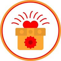 regalo caja plano circulo icono vector