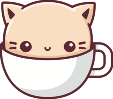 linda gato en café taza clipart diseño ilustración png