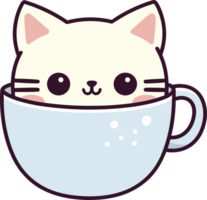 Cute cat in coffee cup clipart design illustration png