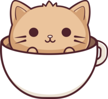 Cute cat in coffee cup clipart design illustration png