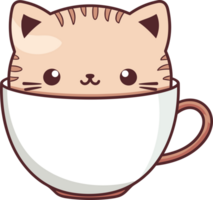 Cute cat in coffee cup clipart design illustration png