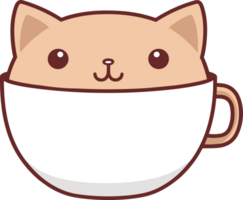 linda gato en café taza clipart diseño ilustración png