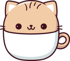 linda gato en café taza clipart diseño ilustración png