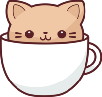Cute cat in coffee cup clipart design illustration png