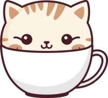 Cute cat in coffee cup clipart design illustration png