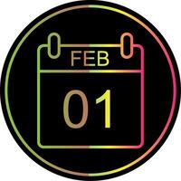 February Line Gradient Due Color Icon Design vector