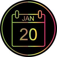 January Line Gradient Due Color Icon Design vector