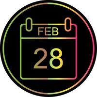 February Line Gradient Due Color Icon Design vector