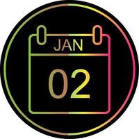 January Line Gradient Due Color Icon Design vector