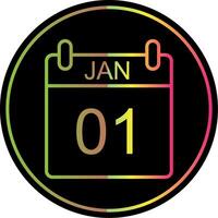 January Line Gradient Due Color Icon Design vector