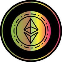 ethereum moneda glifo debido color icono diseño vector