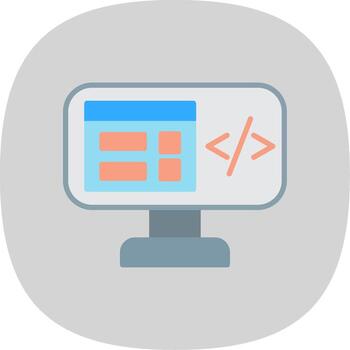 programa codificación plano curva icono diseño vector