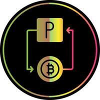 bitcoin paypal glifo debido color icono diseño vector