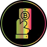 pagar bitcoin glifo debido color icono diseño vector