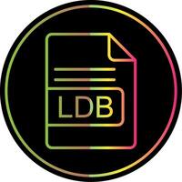 ldb archivo formato línea degradado debido color icono diseño vector