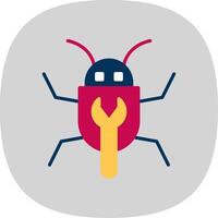 Bug Fixing Flat Curve Icon Design vector