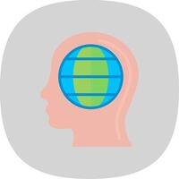 Global Mind Flat Curve Icon Design vector