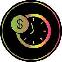 hora es dinero glifo debido color icono diseño vector