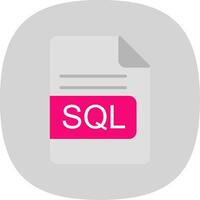 sql archivo formato plano curva icono diseño vector