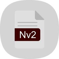 Nv2 File Format Flat Curve Icon Design vector