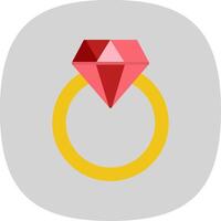 Diamond Ring Flat Curve Icon Design vector