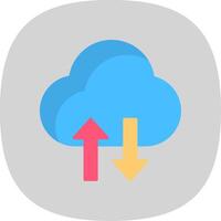 Cloud Data Transfer Flat Curve Icon Design vector