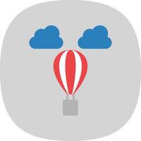 Hot Air Balloon Flat Curve Icon Design vector