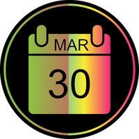 marzo glifo debido color icono diseño vector