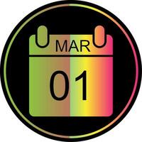 marzo glifo debido color icono diseño vector